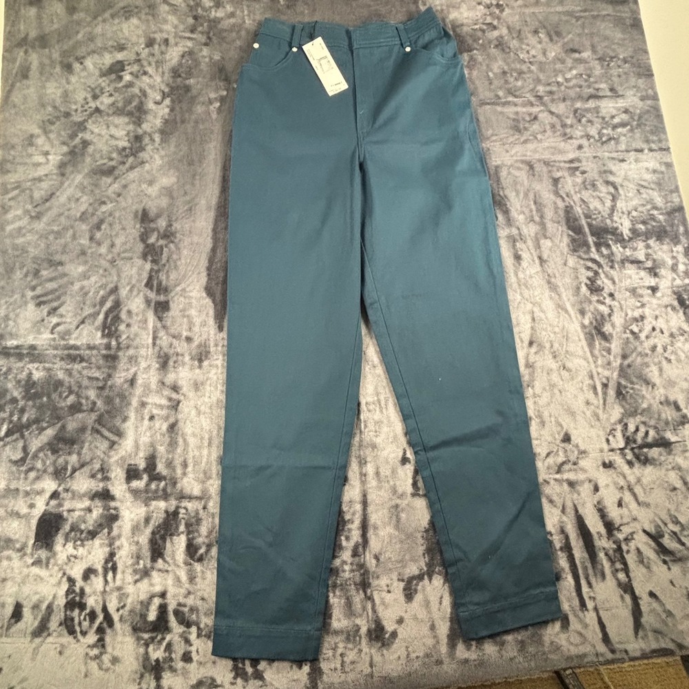 CO. Tapered Pants Women 8 Teal High Rise Vintage Style 5-Pocket 3846